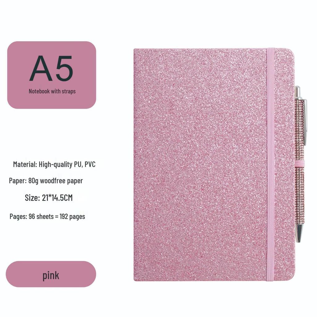 Exquisite Glitter Sequin Strap Journal: Personalized Creative Diary Notebook