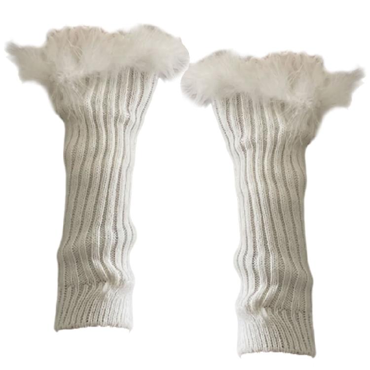 Punk Sleeve Feathered Gloves Wrist Warmer for Costume Party Short Mitten