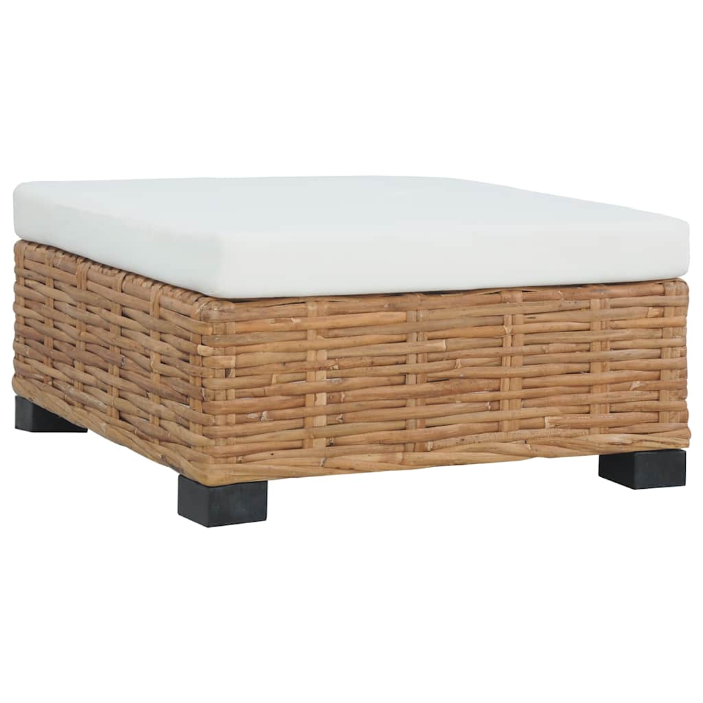 Footstool with Cushion Natural Rattan