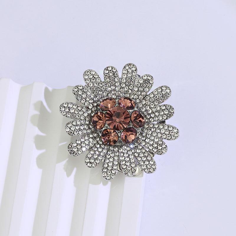 Korean Rhinestone Flower Brooch: Dual-Use Scarf Buckle & Pin Accessory
