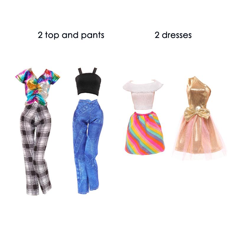 16pcs Set 30cm Doll Clothes And Accessories Include 4 Fashion Dresses 6 Crown 6 Necklace for Barbie Toys for Girls, Dressing Up