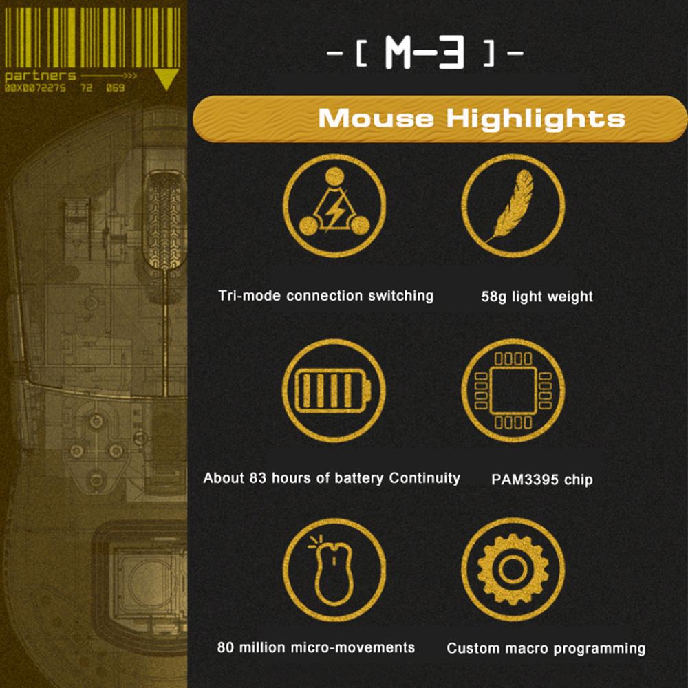 Darmoshark Mouse 2.4G Wireless  5.0 & Type-C Wired Slim Re able Slience Mouse for PC Computer Notebook with USB Receiver 4800 movement