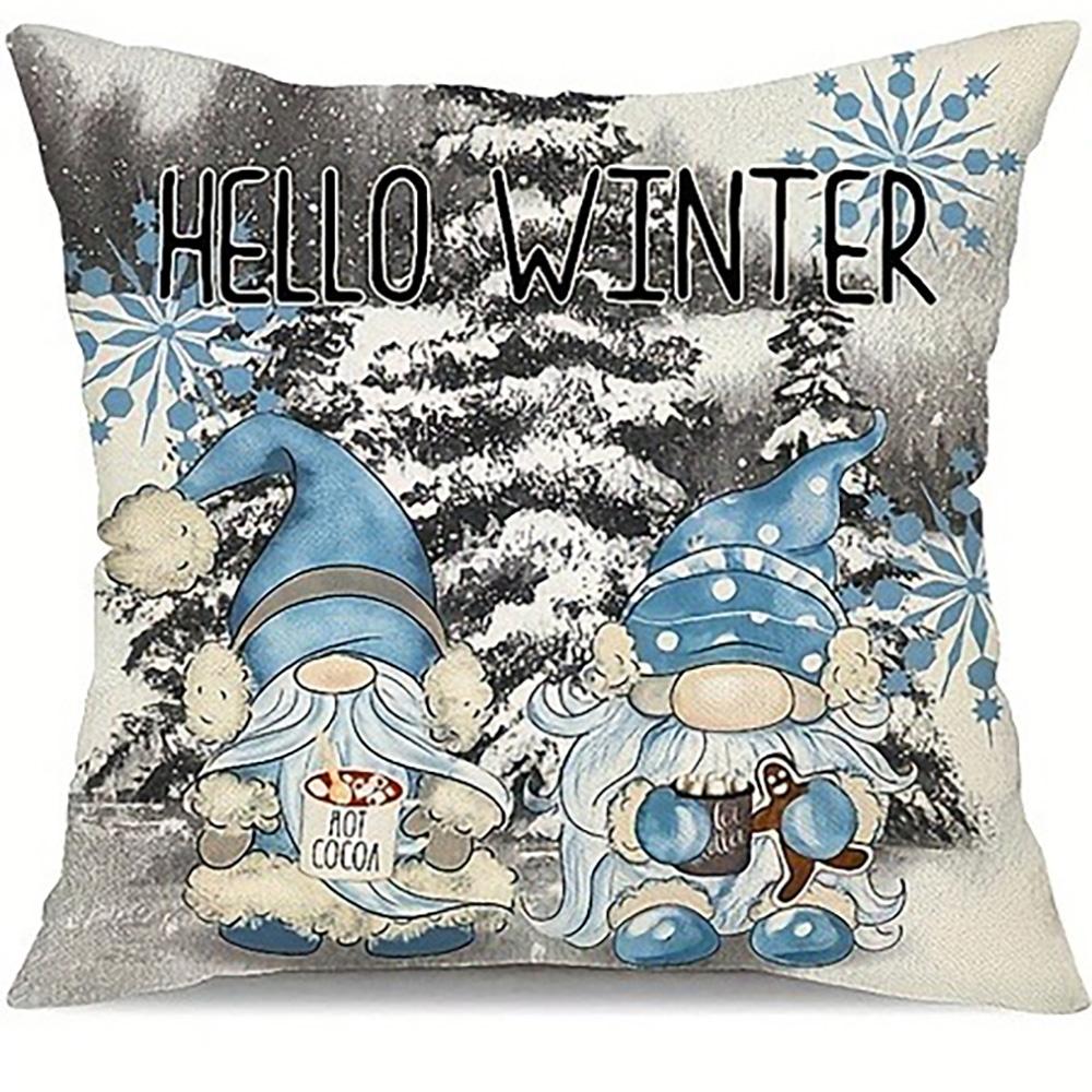 Christmas Pillowcases: Santa, Snow, Winter Gnome & Snowman Designs Sofa Bed Cushion Cover, New Year Home Decoration