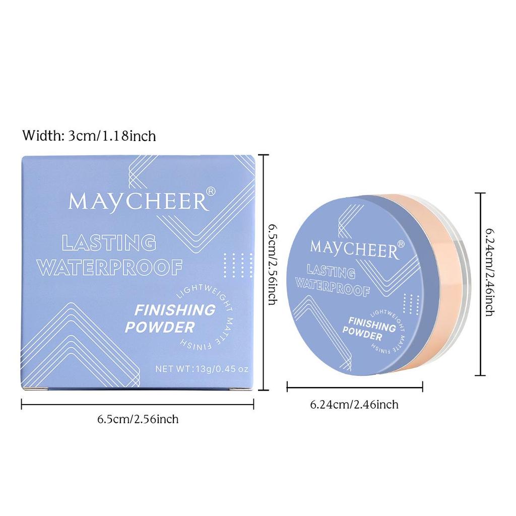 MAYCHEER Long-lasting Waterproof Loose Powder for Natural Contouring, Concealing, and Brightening Without Caking.