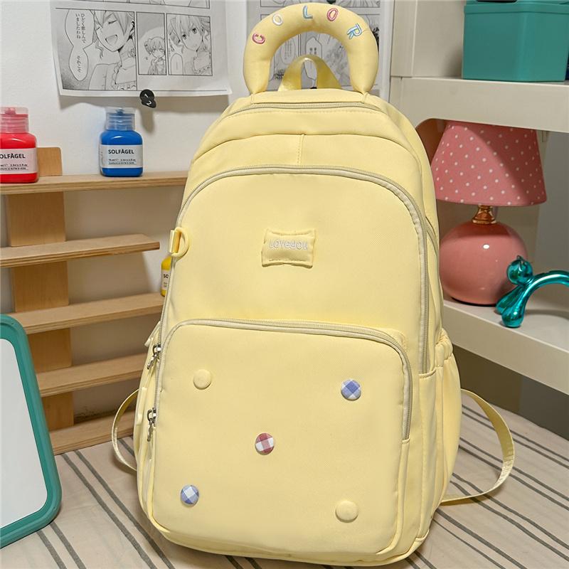 Cute Light Blue Backpack with Padded Top Handle Front Zipper Pocket Adjustable Straps Casual School Bag