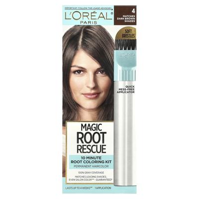 L'Oréal, Magic Root Rescue, kit colorazione radici 10 minuti, 4 castano scuro, 1 utilizzo