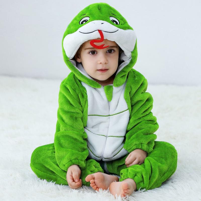 Infant and Toddler Flannel Animal Jumpsuit, Children's Climbing Suit, Baby Cartoon Style Performance Suit