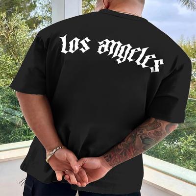 Tričko s potiskem Los Angeles, všestranná a prodyšná pouliční móda pro muže, ležérní letní tričko s krátkým rukávem a kulatým výstřihem