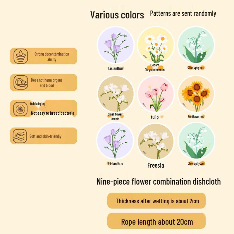 

Baishenjie Round Flower Wood Pulp Cleaning Sponges