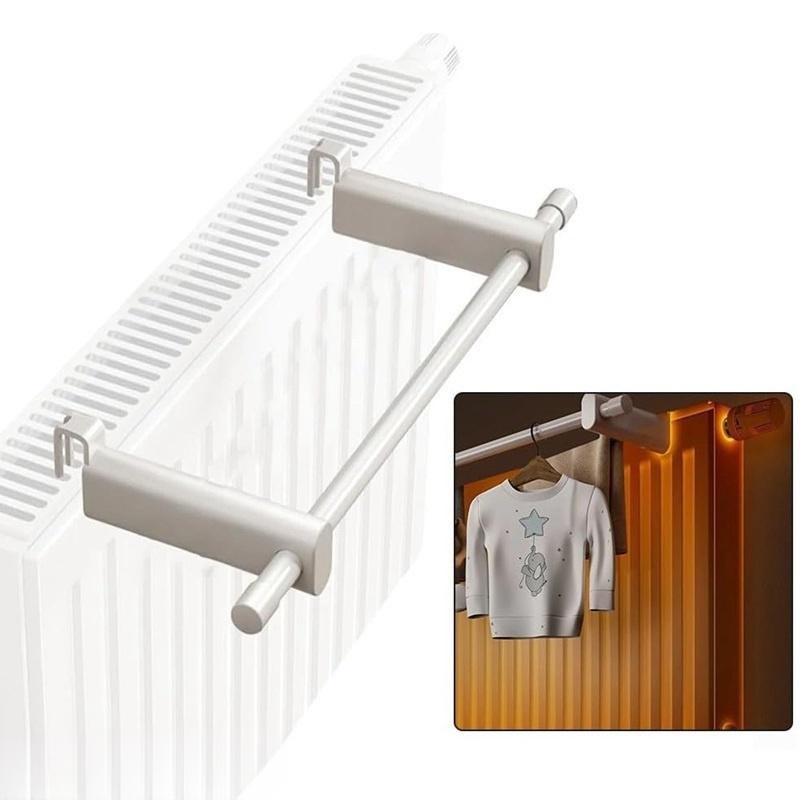 Compact Radiator Towel Hanger 30cm White Steel Bathroom Organizer Space Saving Easy Mount No Drilling Required Heat Resistant for 0.3-2m Heaters