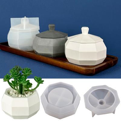 Succulent Flower Pot Silicone Mold DIY Simplicity Jewelry Storage Box Candle Jar Plaster Resin Concrete Cement Epoxy Resin Mold