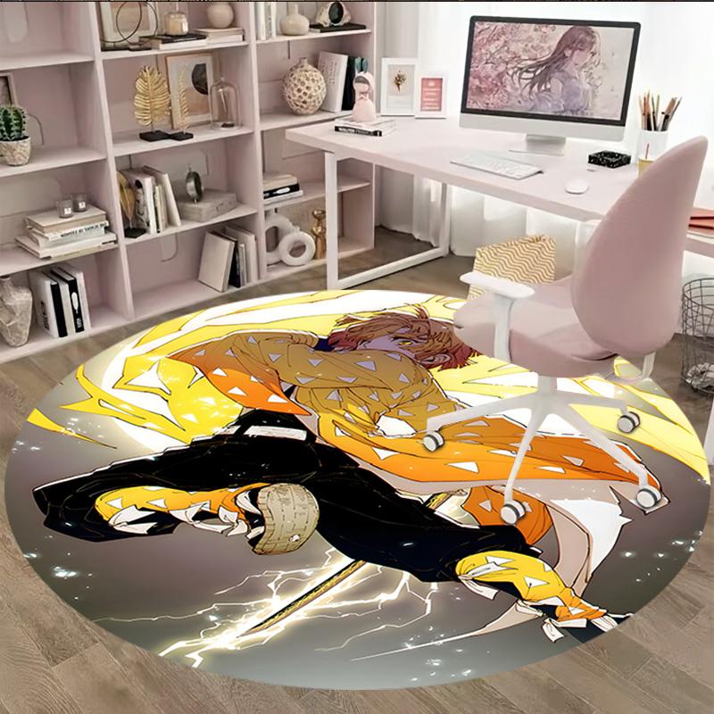 1pc Agatsuma Zenitsu Carpet, Round Rug, Comfortable, Suitable for Entryways, Living Rooms, Office, And Bedrooms, Christmas Decoration