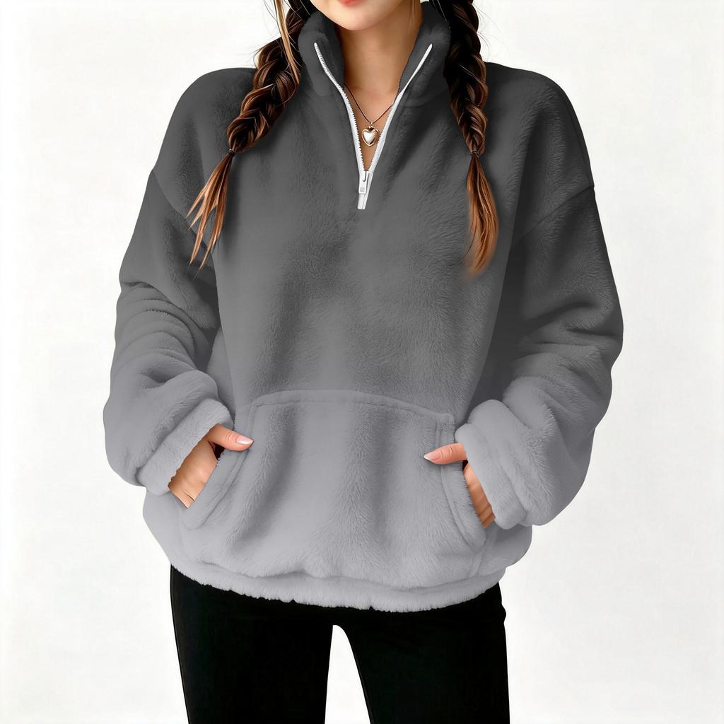 Women's Half Zip Pullover Gradient Print Long Sleeve Top for Fall and Winter