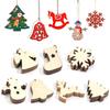 Wooden Christmas Hanging Ornaments Snowman Snowflake Bell shaped Pendant For DIY Craft Home New Year Christmas Tree Decoration