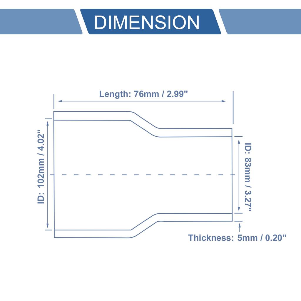 X AUTOHAUX 1 Set Inner Diameter 83-102mm/3.27"-4.02" Length 76mm/2.99" 0 Degree Straight Black Car