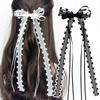 Long Ribbon Bowknot Lace Hair Clip Heart Trim Hairpin Women Barrettes Ponytail Holder for Lady Girl Hair Styling Clip