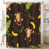 Kids Bathroom Shower Curtain with Monkeys and Bananas Brown Printed Fabric Decorative Waterproof Home Bath Liner Kids Gift 72 x