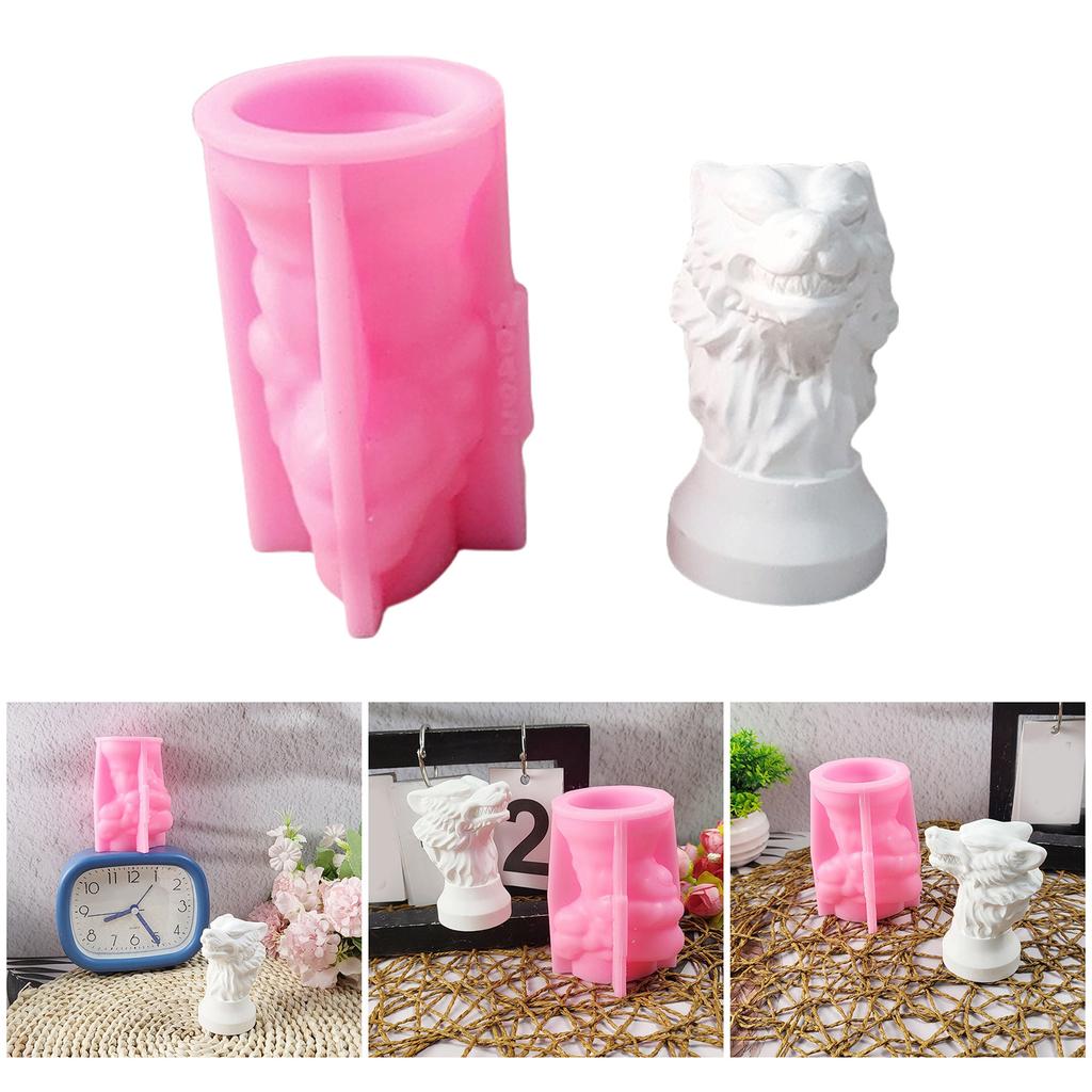 3D Wolfskopf Silikon Kerzenformen Hitzebeständig für Kerze Seife Heimdekoration Zement Gips Silikonformen