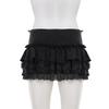 European & American Sweet Style Ruffle Patchwork Low-Waist Knit Skirt