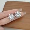 Freshwater Pearl Zircon Flower Stud Earrings - Light Luxury, Cute & Versatile Design for Women