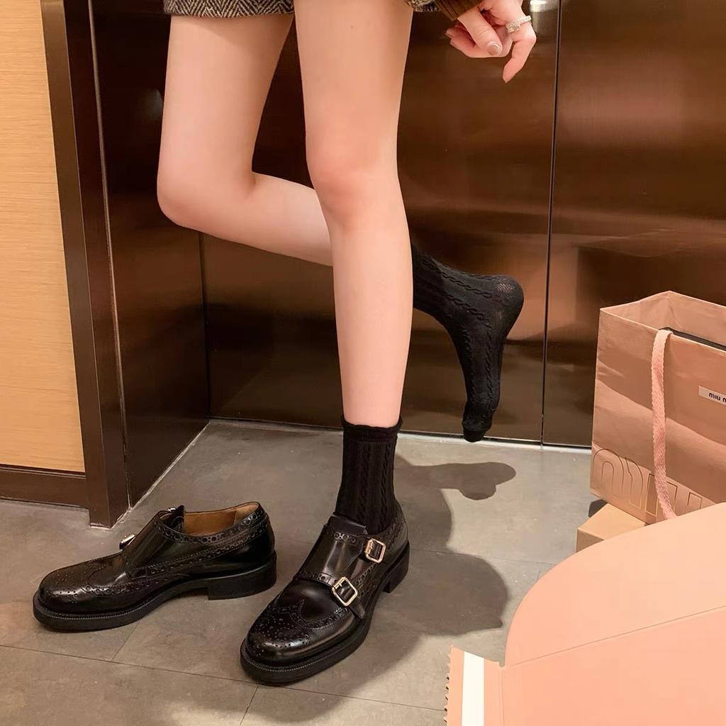 British style exquisite carved baroque single shoes Munch leather shoes women's shoes genuine leather small leather shoes