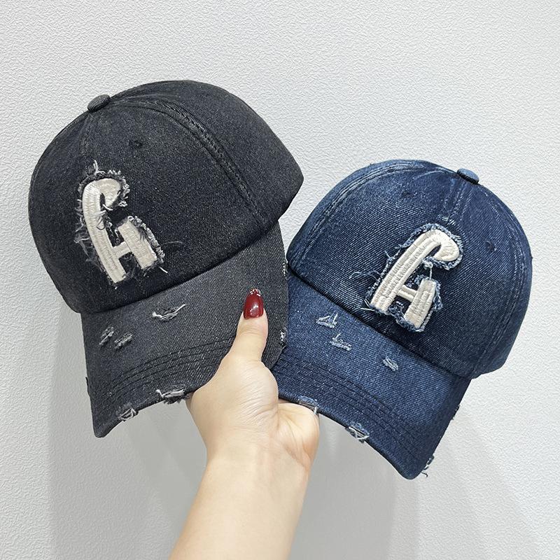 Hat Baseball Cap Cowboy Washed and Old Letter Men's and Women's New European and American Simple Korean Version Soft Duckbill Hat with High-end Feel