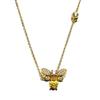 925 Sterling Silver Bee Yellow Full Zircons Pendant Necklace for Women Girl Gold Color Charms Choker Chain Statement Jewelry
