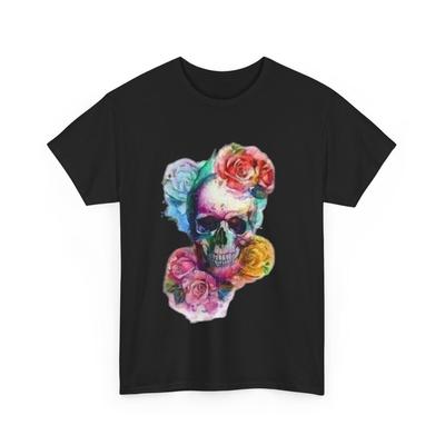 HEISSER VERKAUF Skelettblume Neutrales Schweres Baumwoll-T-Shirt Goth-Shirt Avantgarde-Mode T-Shirt Alternativer Stil Halloween Freizeitkleidung