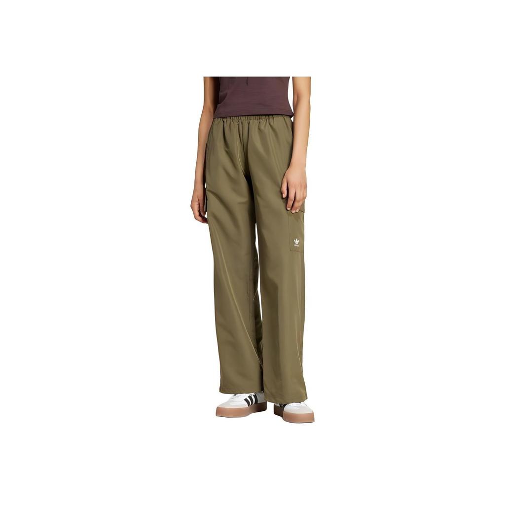 Adidas Originals Solid Color Comfortable Loose Fit Multi-Pocket Cargo Pants Women Pants Olive IX9972
