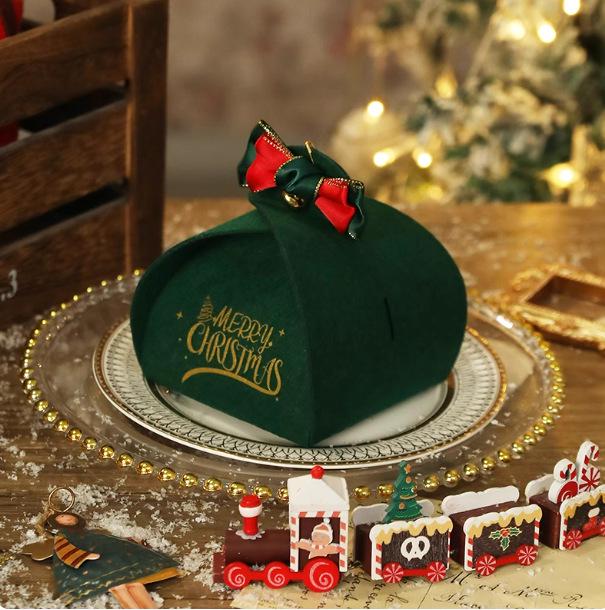 Christmas Eve Apple Felt Gift Box Tote Bag for Children s Candy and Cookies