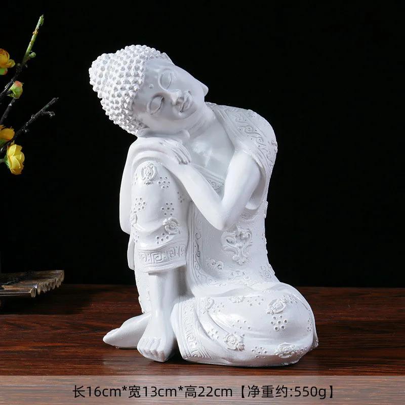Statuia lui Buddha așezată în dormit din Asia de Sud-Est Artizanat din rășină Thailanda Hindu Fengshui Grădină Zen Birou Decorarea casei Meditație