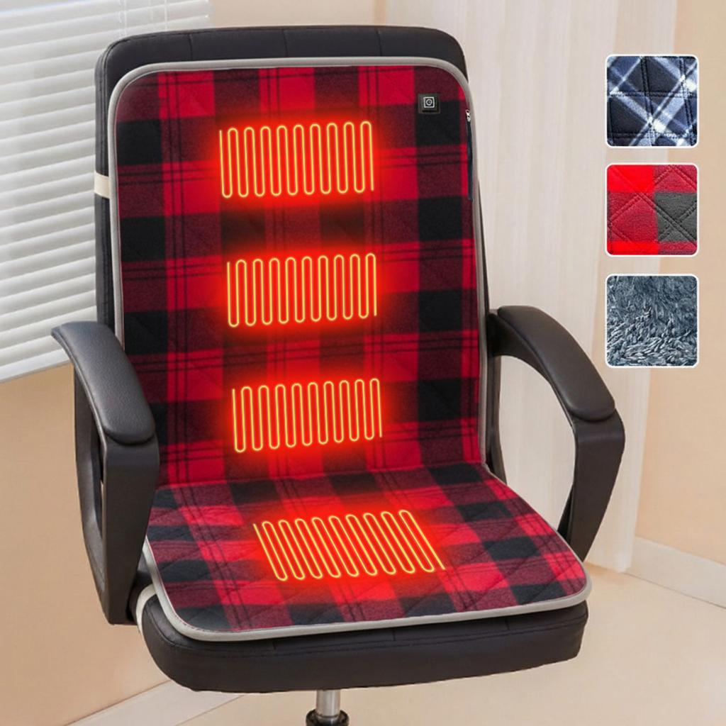 Adjustable Temperature USB Heated Chair Cushion Flannel 4-Zone Heating Pad Warm Seat Cover for Office Home Winter Accessories