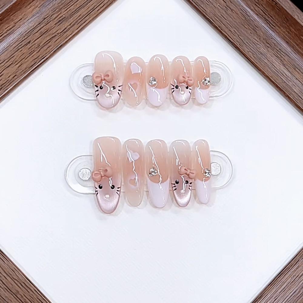 Hand-woven Armor Sweet Girl Hand-painted Eye French Cute Bow Nail Art Patch