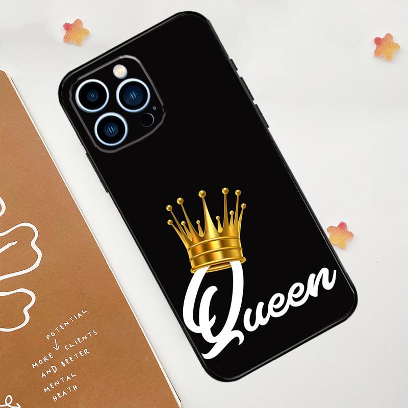 King Queen Crown Phone Case For iPhone 17 Pro Max 14 13 12 11 15 16 Pro Max mini 15 Plus 16e 17 Air Funda