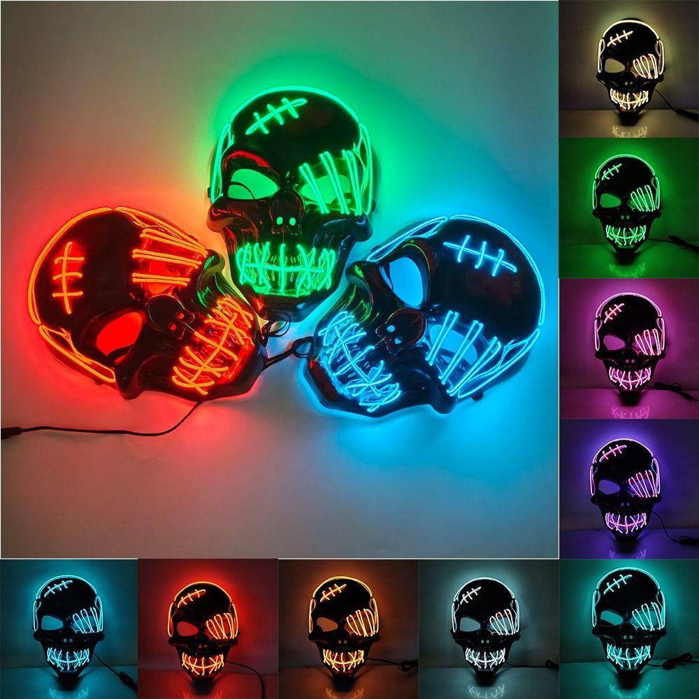 

PP Skull Glowing Mask Halloween Costume Props Creative Full Face Mask Party Supplies