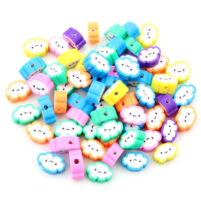 50pcs 10mm Clay Spacer Beads Polymer Loose Beads Random Colors Fruit Flower Animal Shape For Jewelry Making DIY Accessories