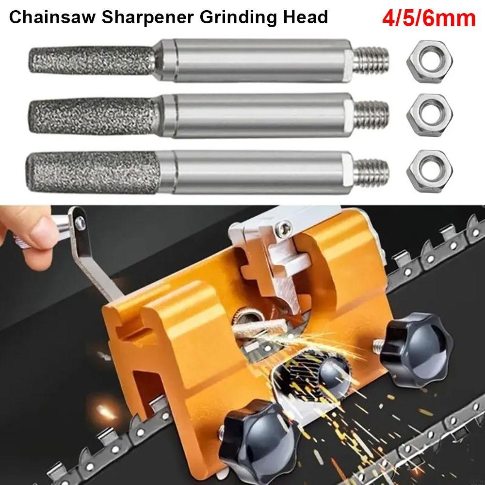 3Pcs/Set 4/5/6mm Chainsaw Sharpener 69HF Cylindrical Burr Stone File Chain Sharpening Grinding Head