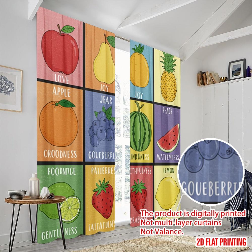 2pcs 2D flat printing Window Treatment Curtains The Fruit of the Spirit Polyester Without Electricity 0 Perfect for Decorations