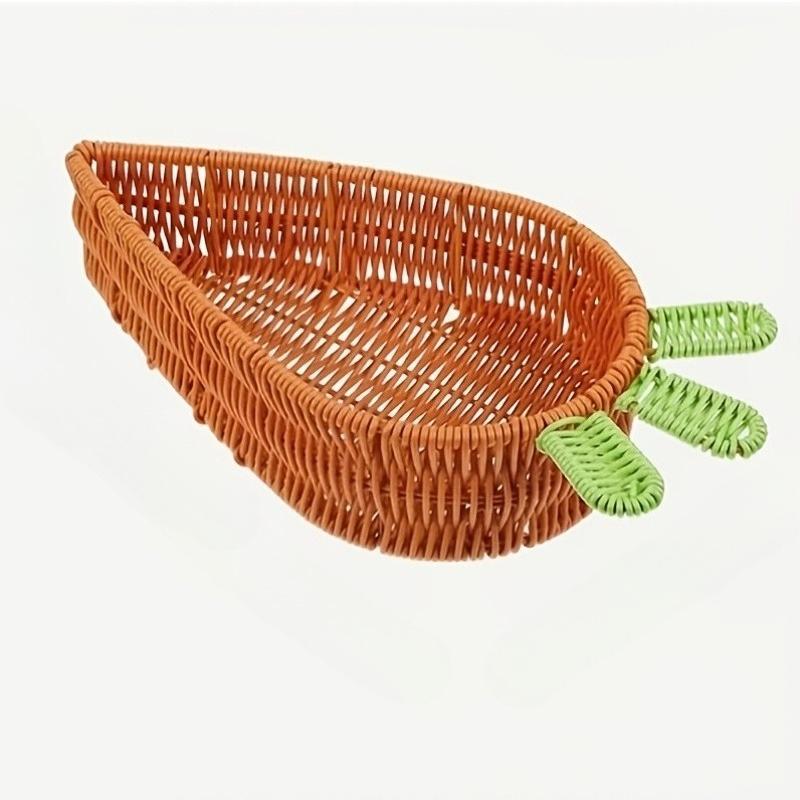 1pc Handmade Carrot Woven Basket Carrot Shape Sturdy Pantry Bread Organizer Multi-functional Ventilated Dried Fruit Container