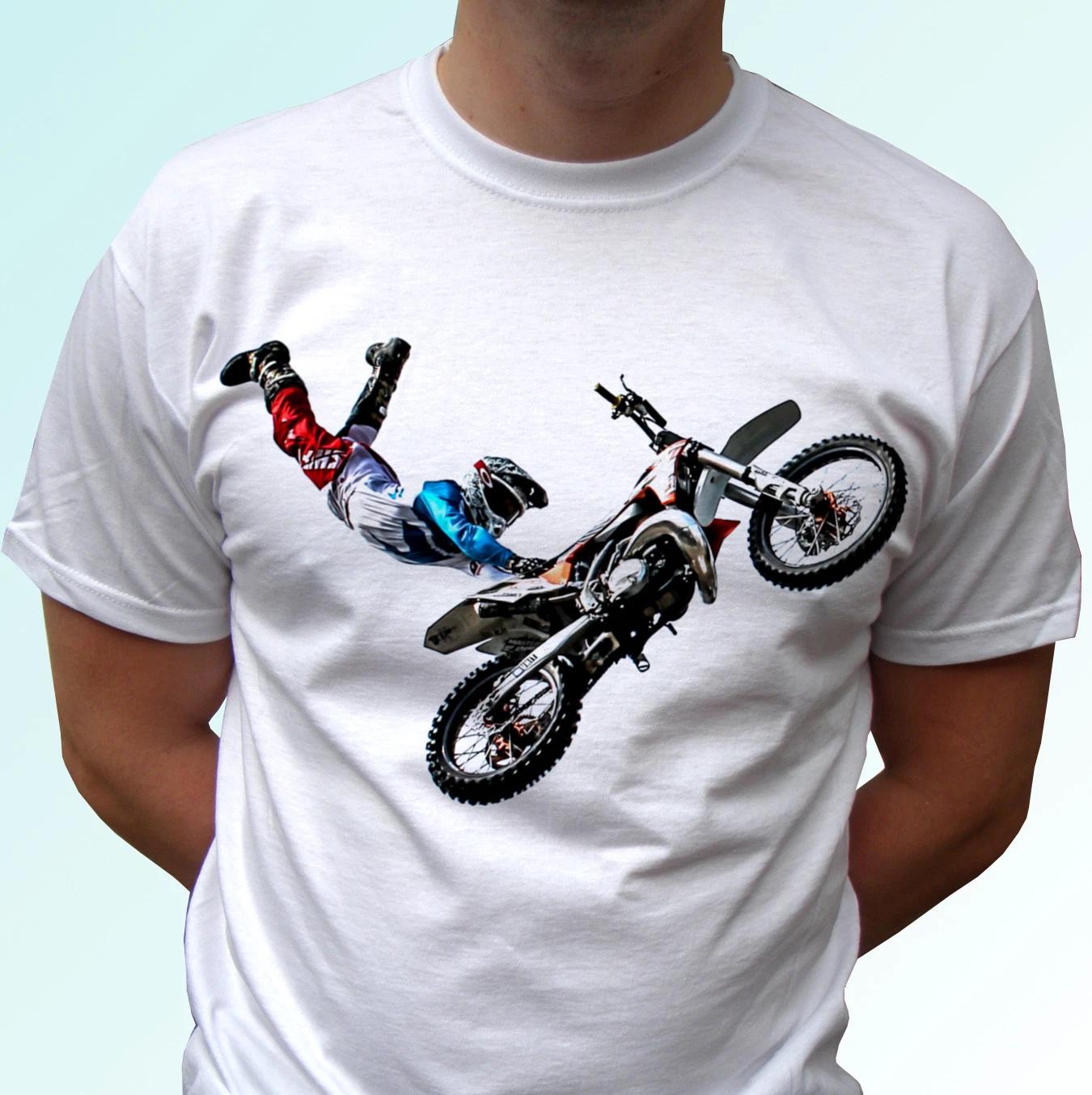 Freestyle Motocross jump white kids boys T-Shirt sport tee motorcycle top bike rider 140