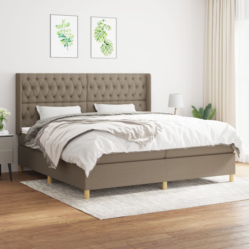 Vidaxl Letto Continentale Con Materasso, Taupe, Tessuto, 200X200 Cm