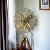 Nautical Brass Antique Finish Floor Fan with Black Tripod - Adjustable Electric Pedestal Fan - Retro Industrial Modern Twist Home Accent