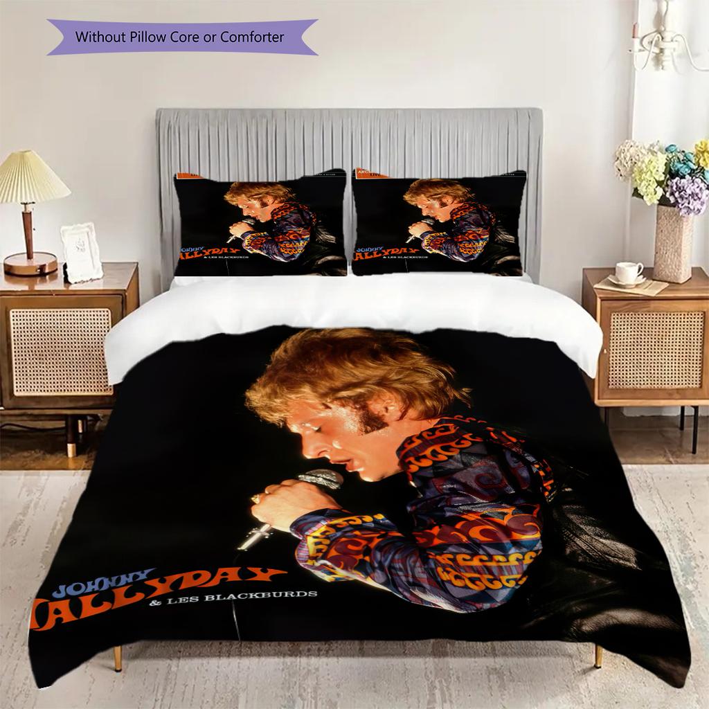 Johnny Hallyday Music Album bedding, duvet cover, pillowcase, home decoration, birthday gift (1 * duvet cover+2 * pillowcase, coreless)