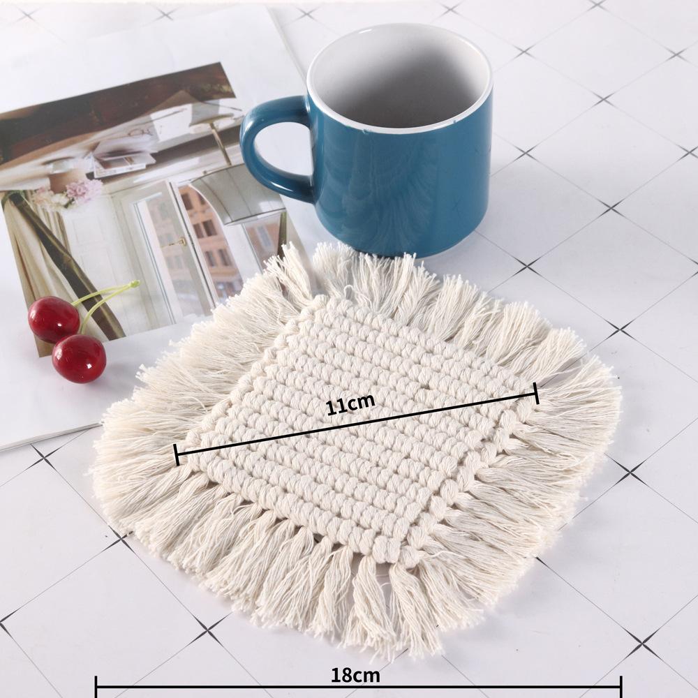 2026 Cotton Woven Coaster, Thickened Fringed Thermal Insulation Mat, Tabletop Placemat, Round Coaster