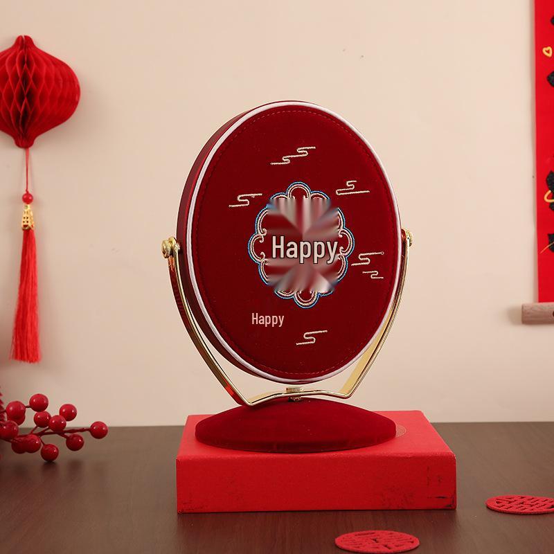 Red Bridal Makeup Mirrors, Pair for Wedding Dowry, Essential Bride s Preparation Items