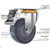 YuKerui 3-inch TPR Rubber Fixed Caster Wheel
