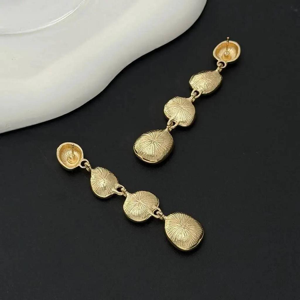 IngeSight.Z Y2K Bohemia Colored Glass Rhinestone Drop Earring Women Exquisite Elegant Oval Metal Piercing Ear Accessory Jewelry