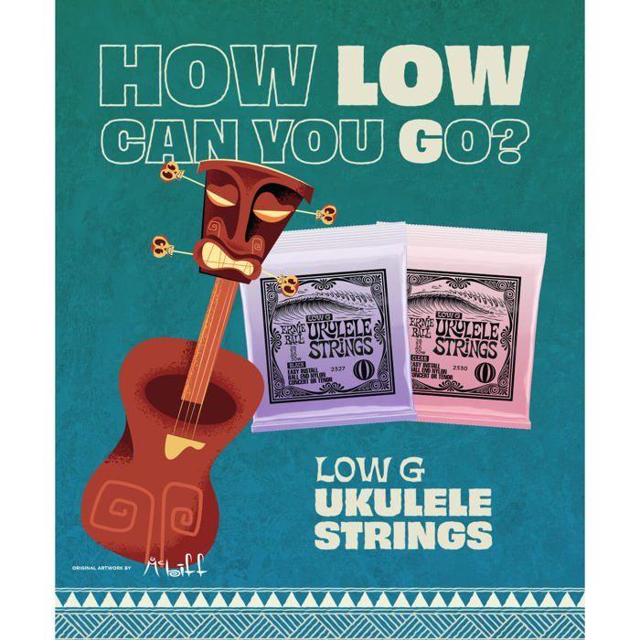 Ernie Ball 2327 Ukulélé Nylon Noir Concert Ténor 28-40 Cordes guitare