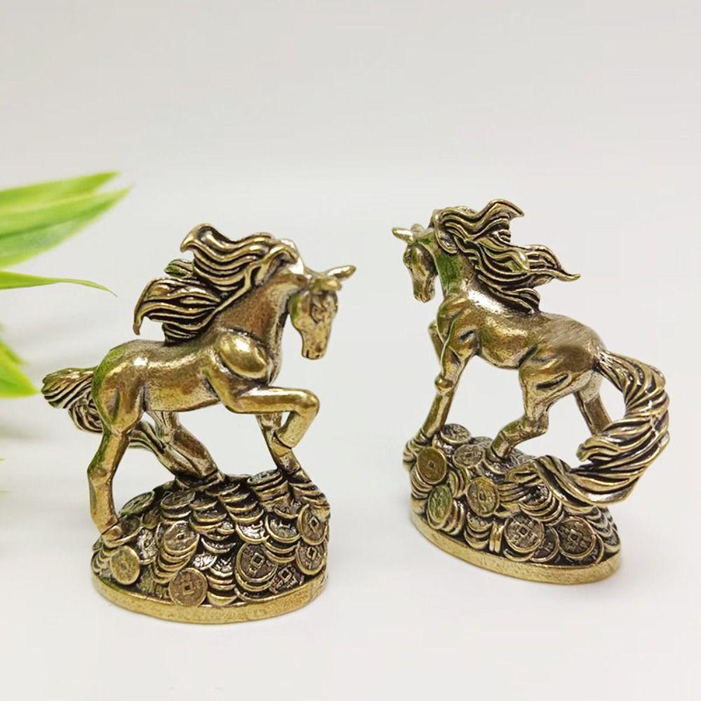 Mini Copper Horse Sculpture Realistic Retro Pony Statue Running Horse Ornaments  Chinese New Year