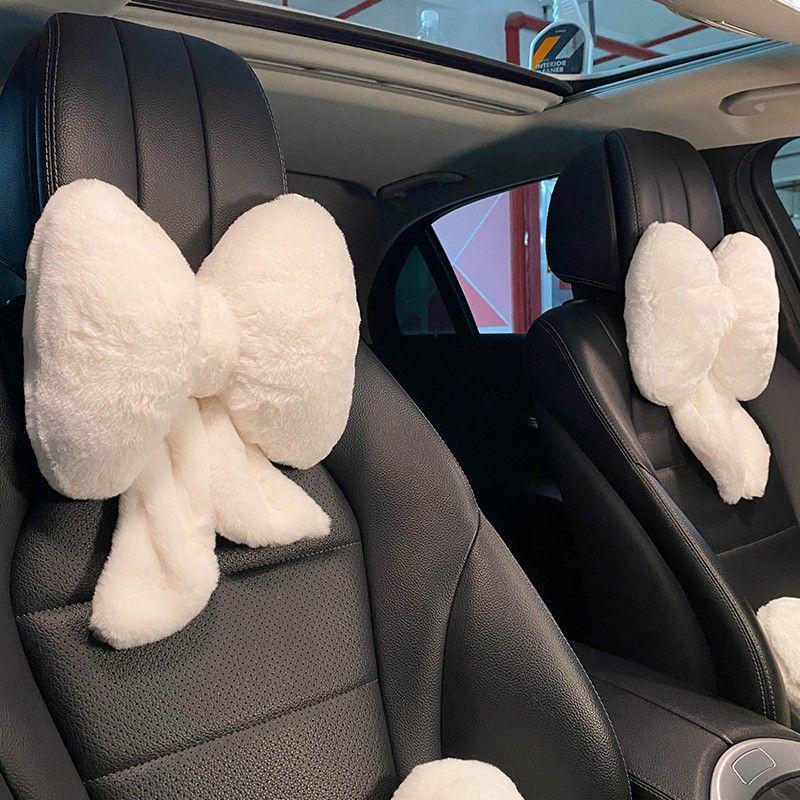 Car Headrest Bowknot Neck Support Pillow - Cervical Seat Cushion Pair